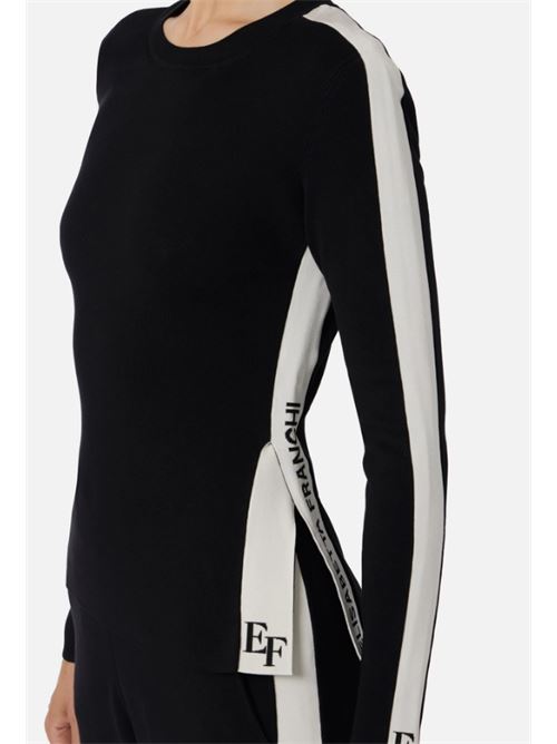SWEATER WITH SHINY BANDS ELISABETTA FRANCHI | MK03S56E2EF3 Nero/Milk